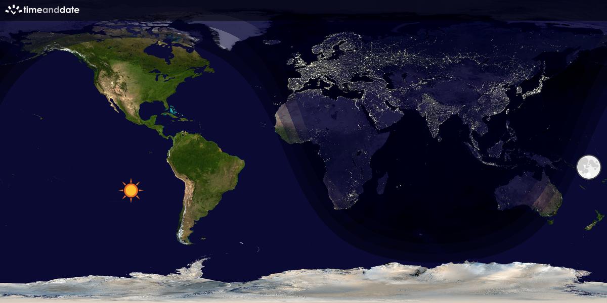Verdenskart som viser dag og natt 