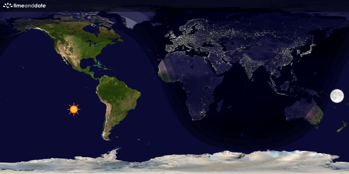 Verdenskart som viser dag og natt 