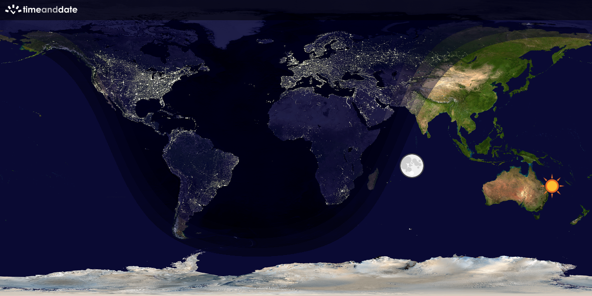 Verdenskart som viser dag og natt 
