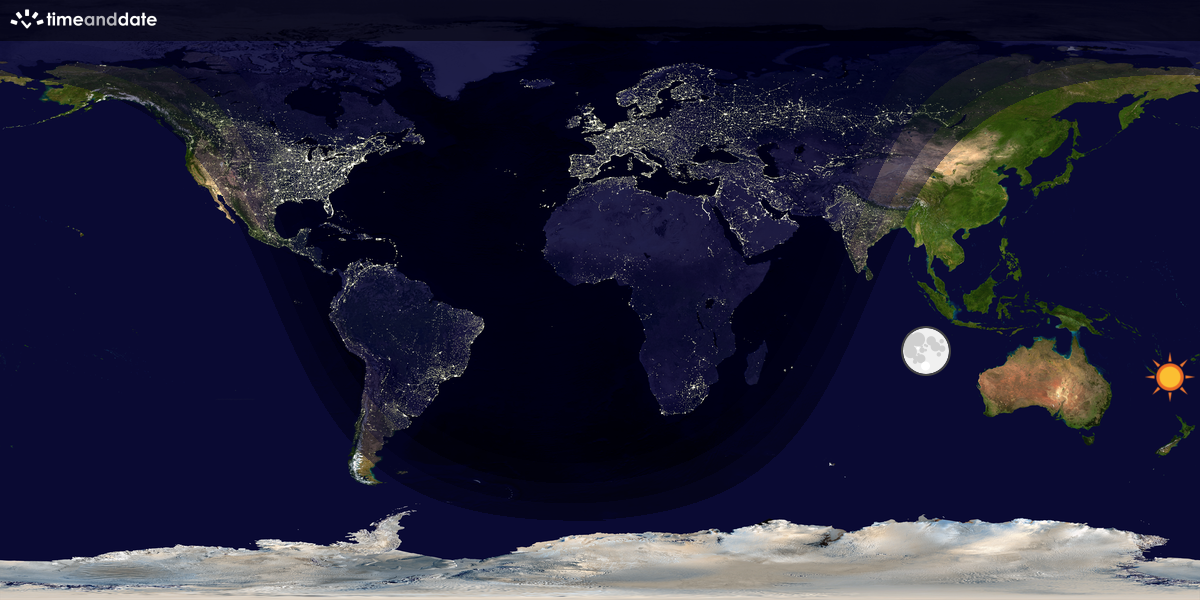 Verdenskart som viser dag og natt 