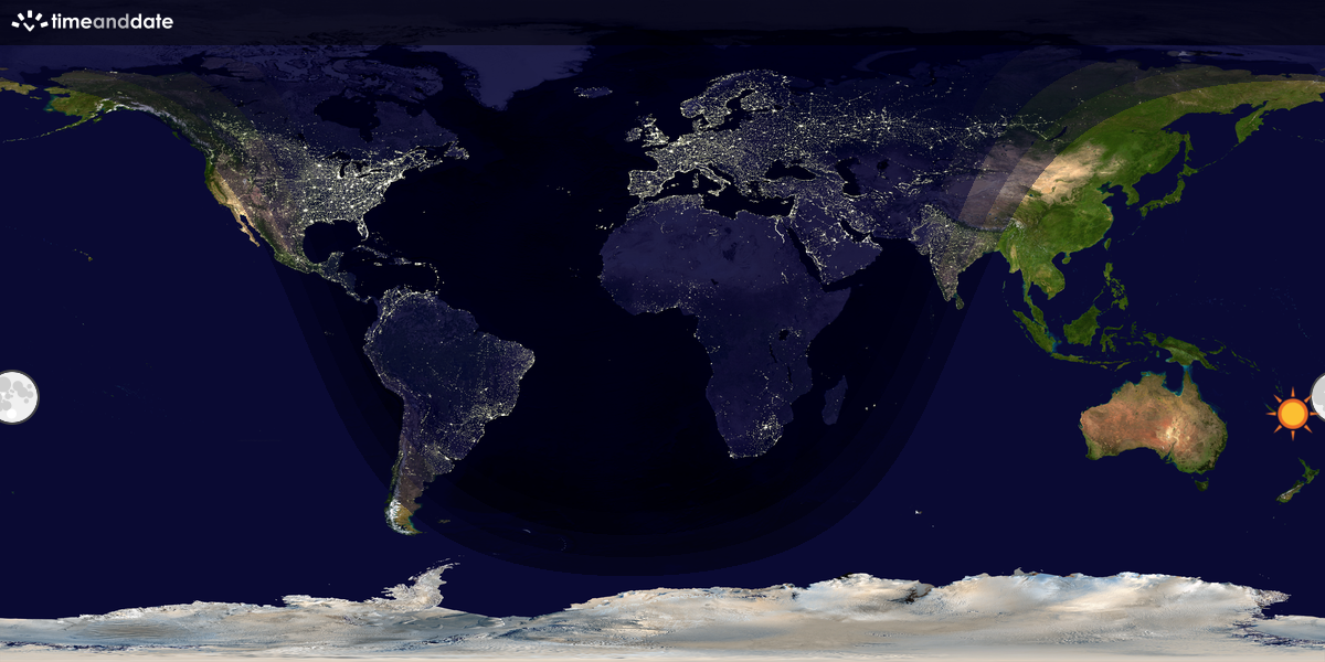 Verdenskart som viser dag og natt 