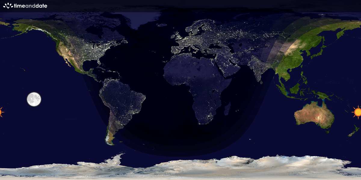Verdenskart som viser dag og natt 