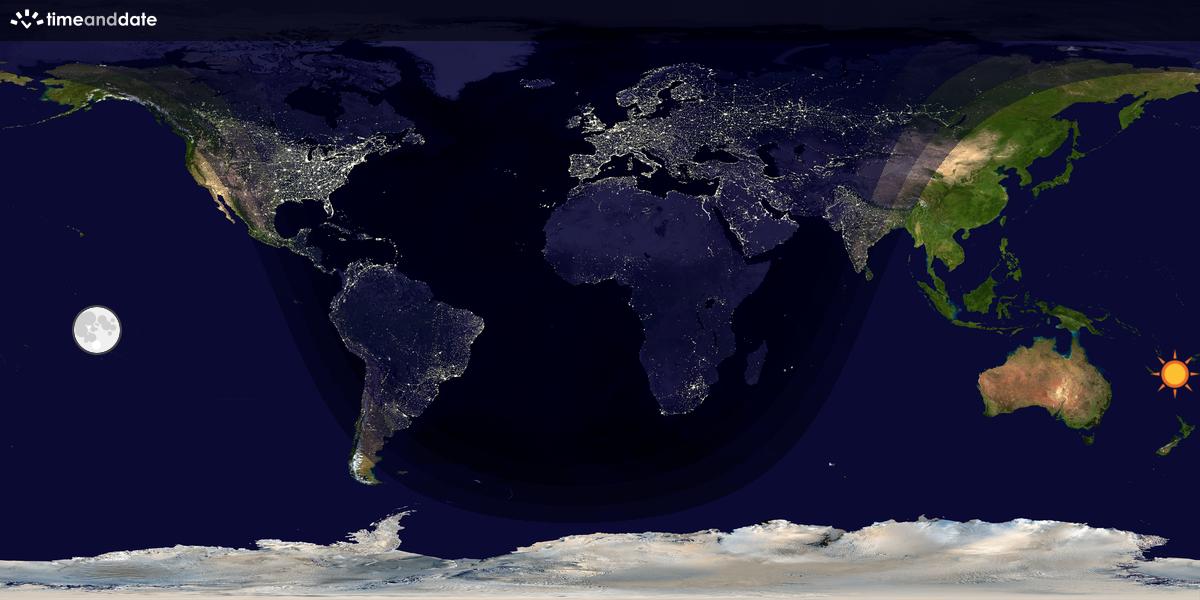 Verdenskart som viser dag og natt 