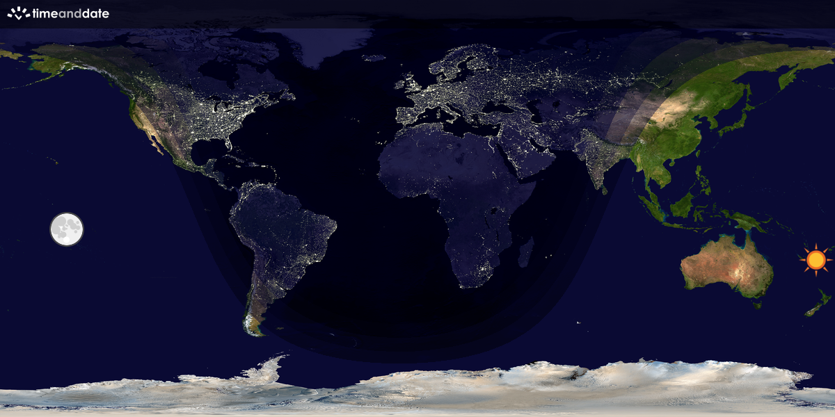 Verdenskart som viser dag og natt 