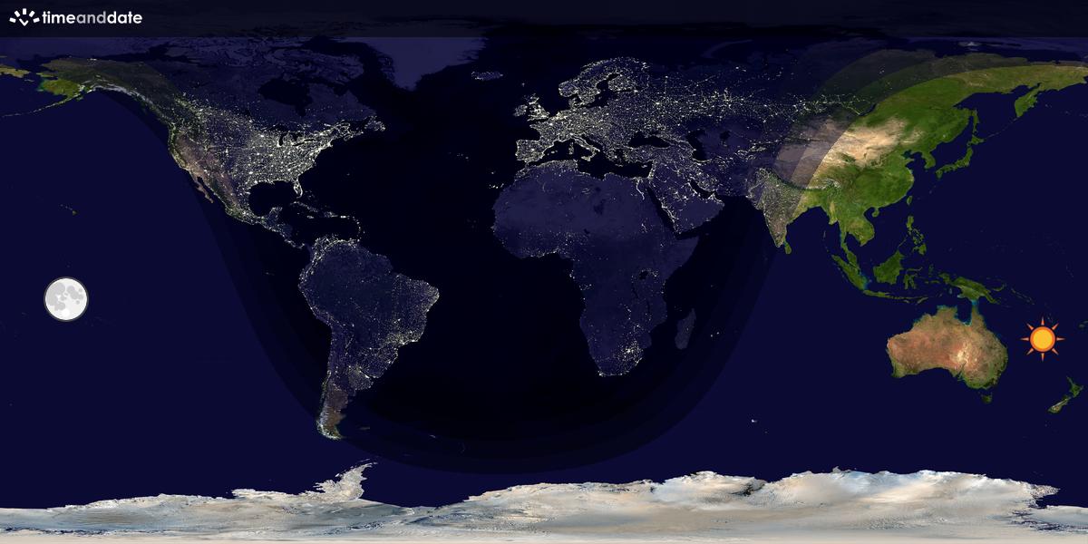 Verdenskart som viser dag og natt 