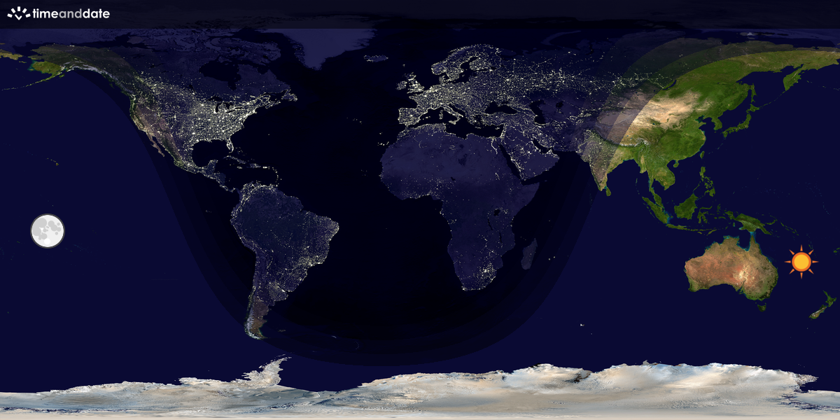 Verdenskart som viser dag og natt 