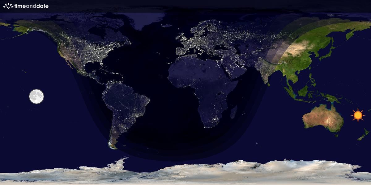 Verdenskart som viser dag og natt 