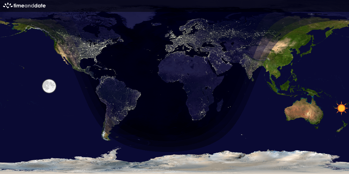 Verdenskart som viser dag og natt 