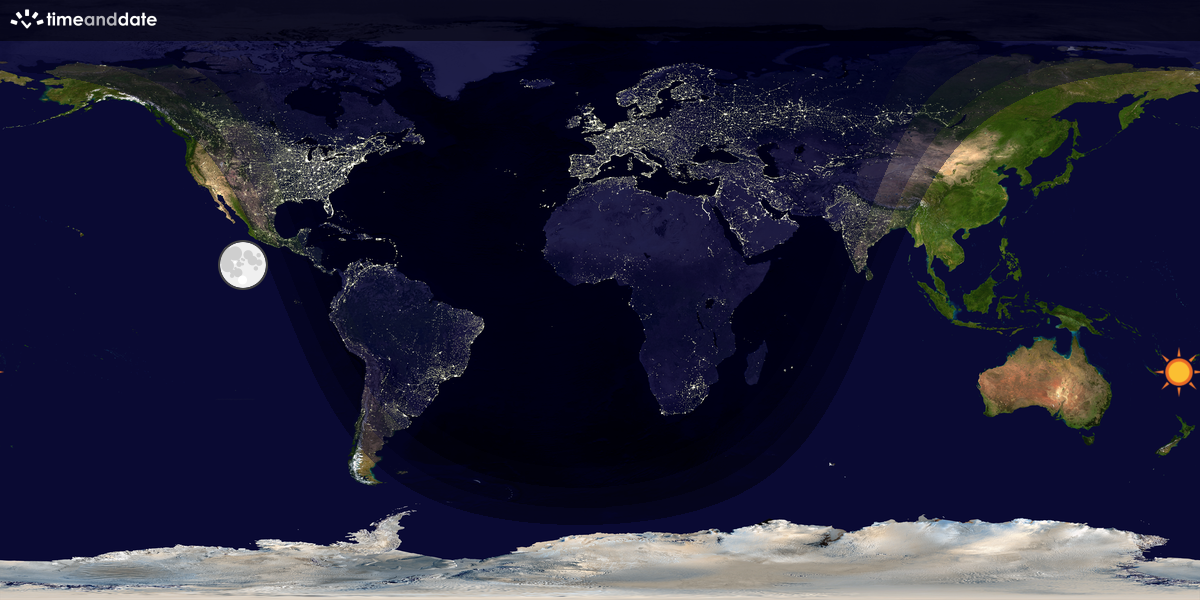Verdenskart som viser dag og natt 