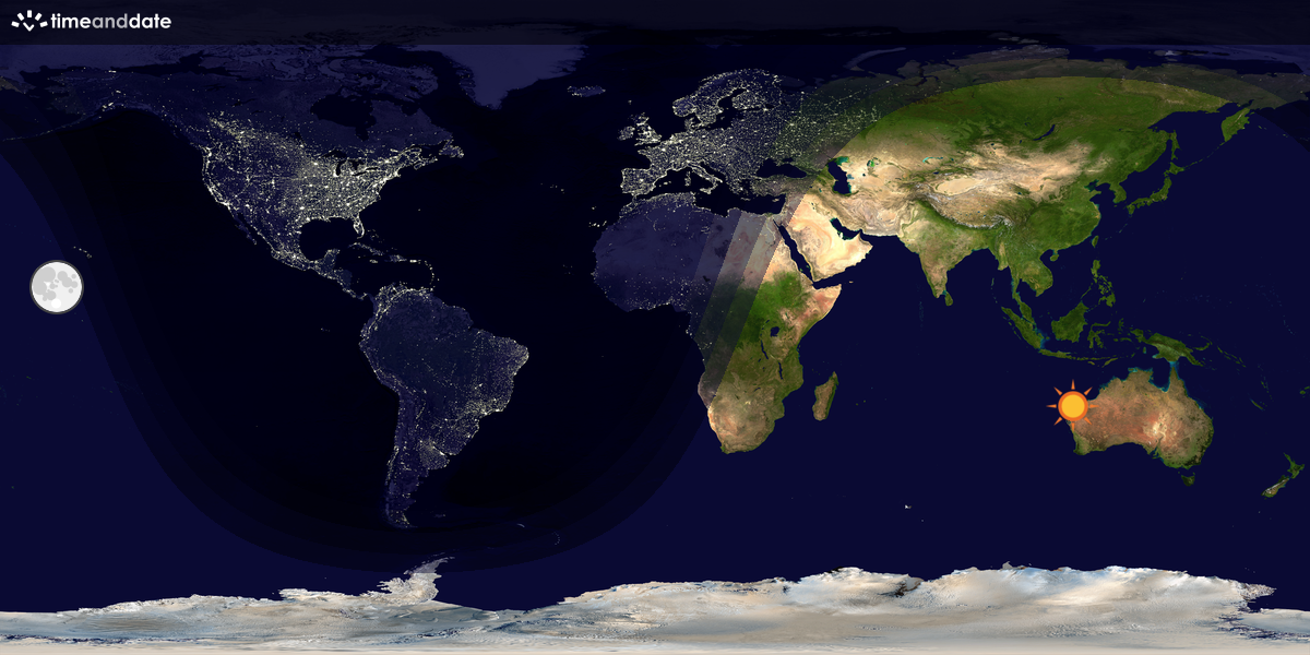 Verdenskart som viser dag og natt 