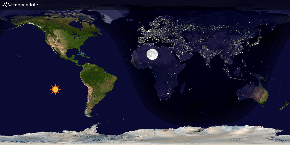 Verdenskart som viser dag og natt 