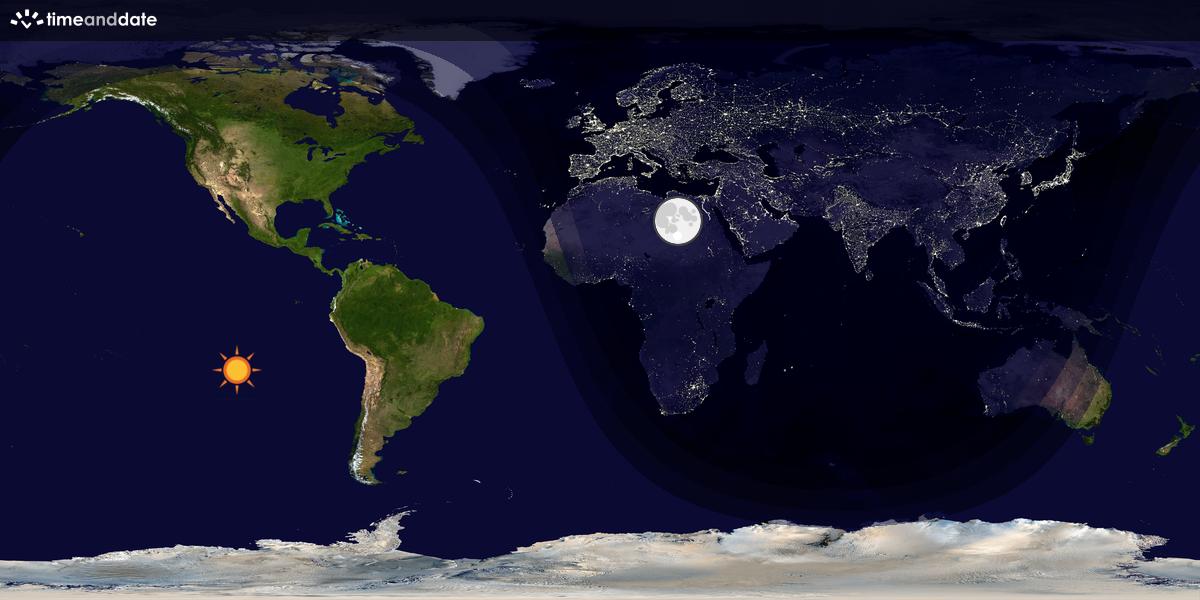 Verdenskart som viser dag og natt 