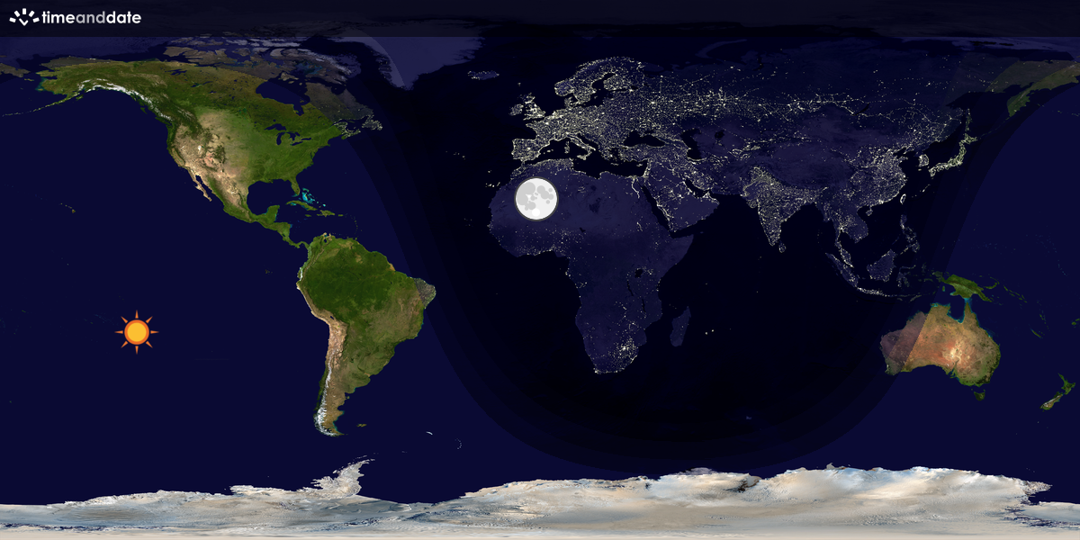 Verdenskart som viser dag og natt 
