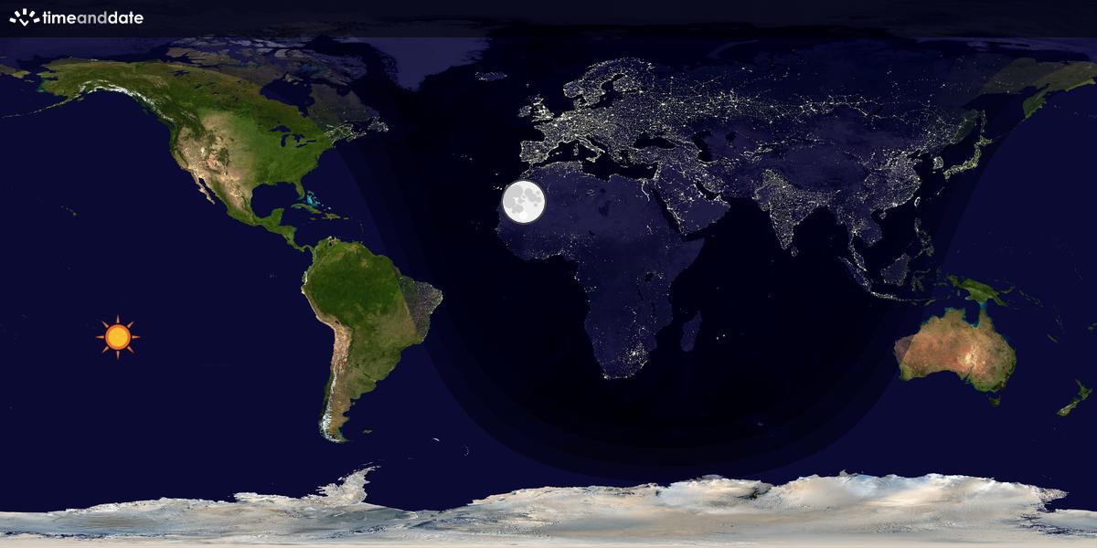 Verdenskart som viser dag og natt 