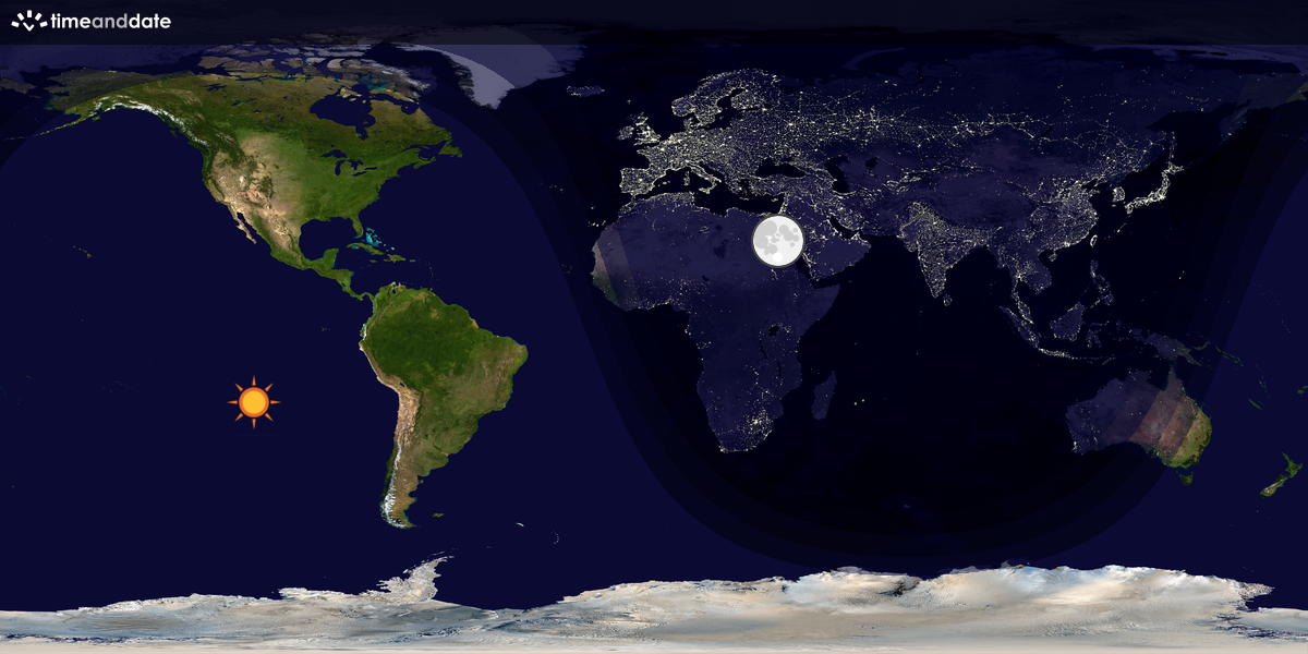 Verdenskart som viser dag og natt 