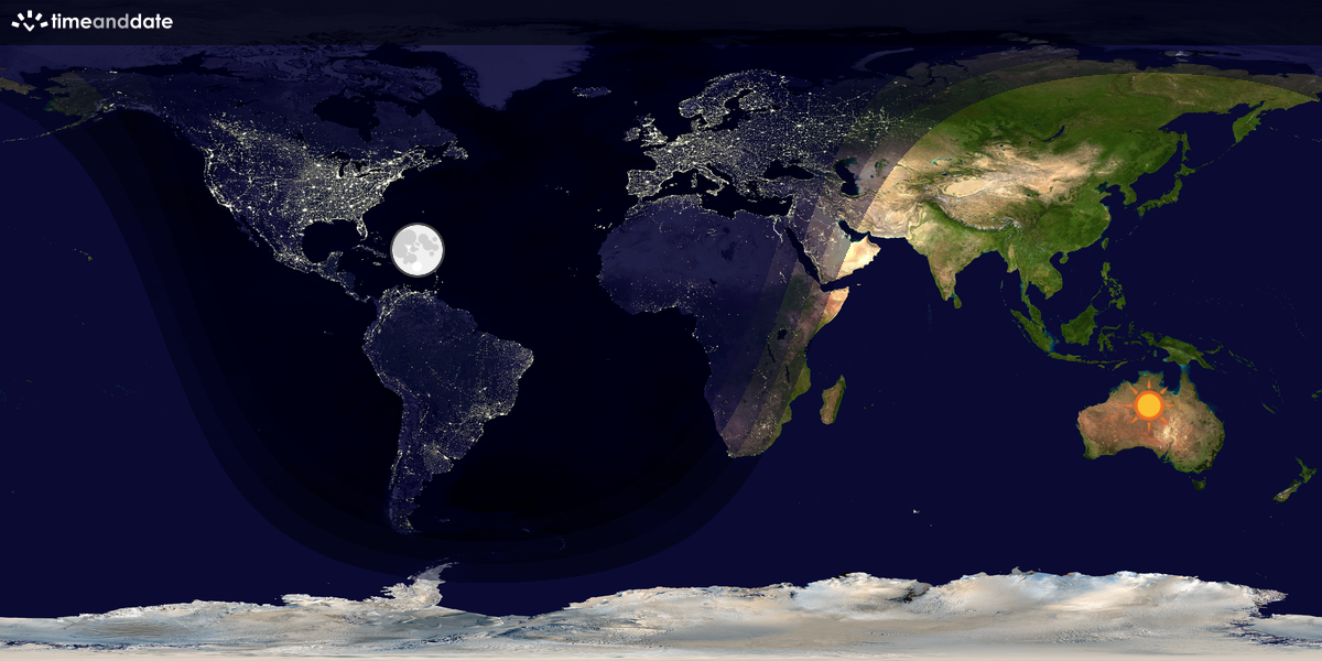 Verdenskart som viser dag og natt 