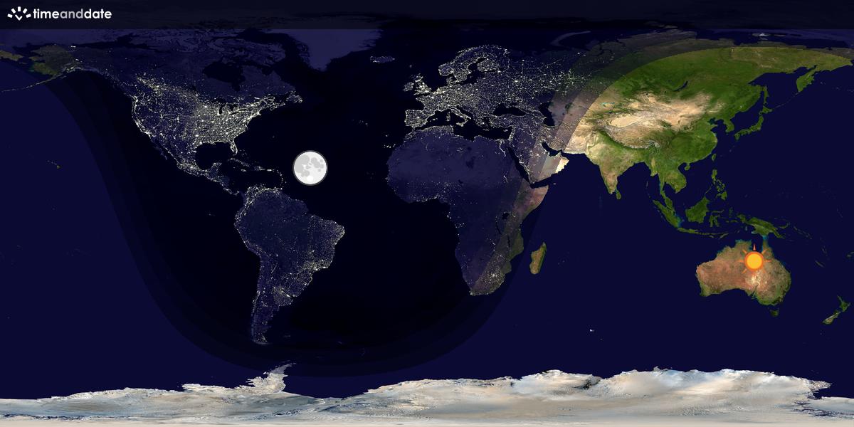 Verdenskart som viser dag og natt 