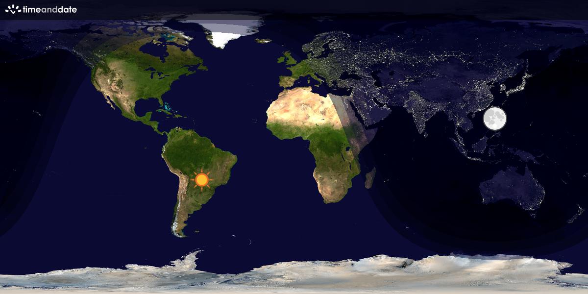 Verdenskart som viser dag og natt 