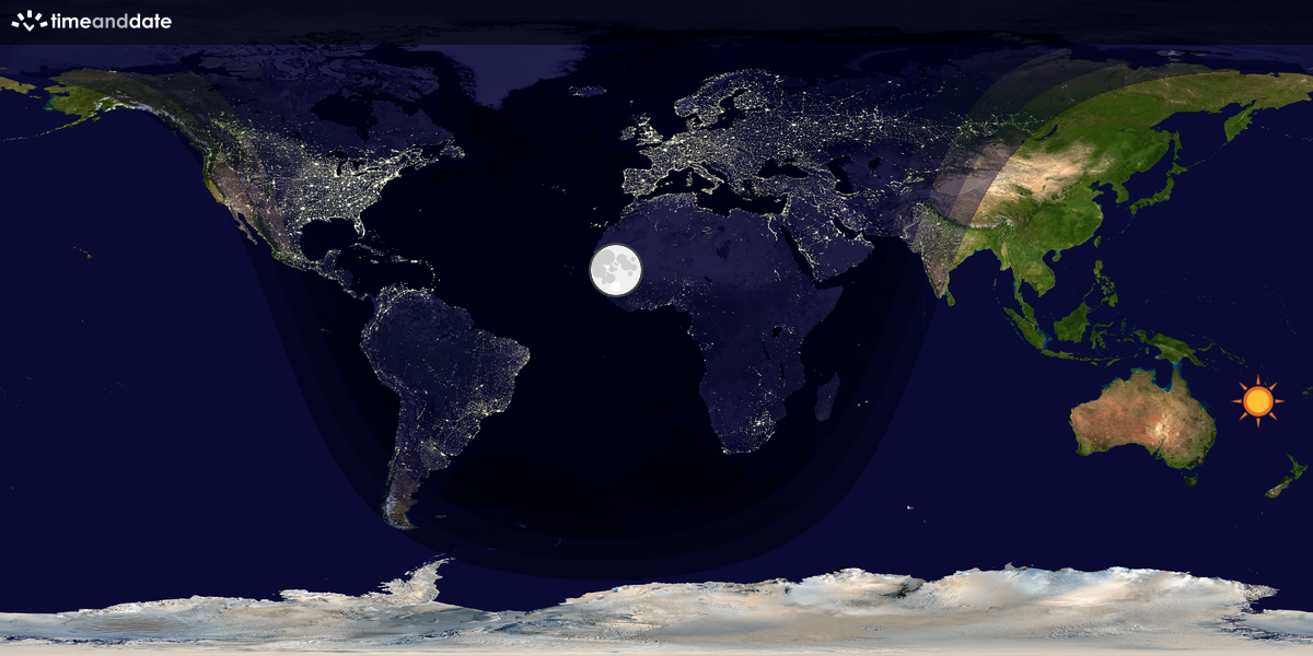 Verdenskart som viser dag og natt 