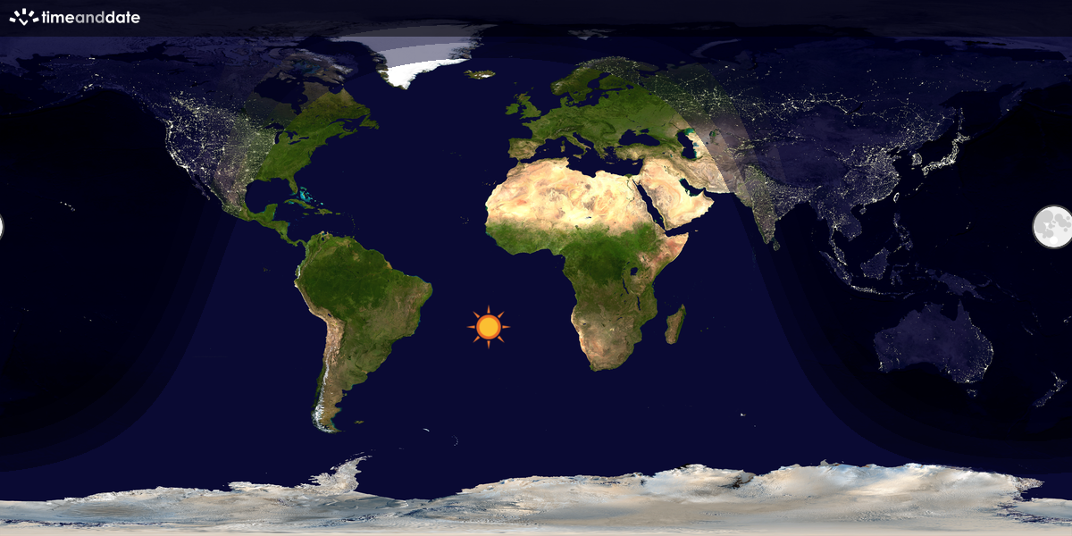 Verdenskart som viser dag og natt 