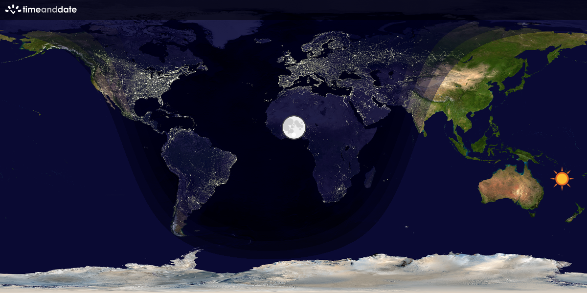 Verdenskart som viser dag og natt 