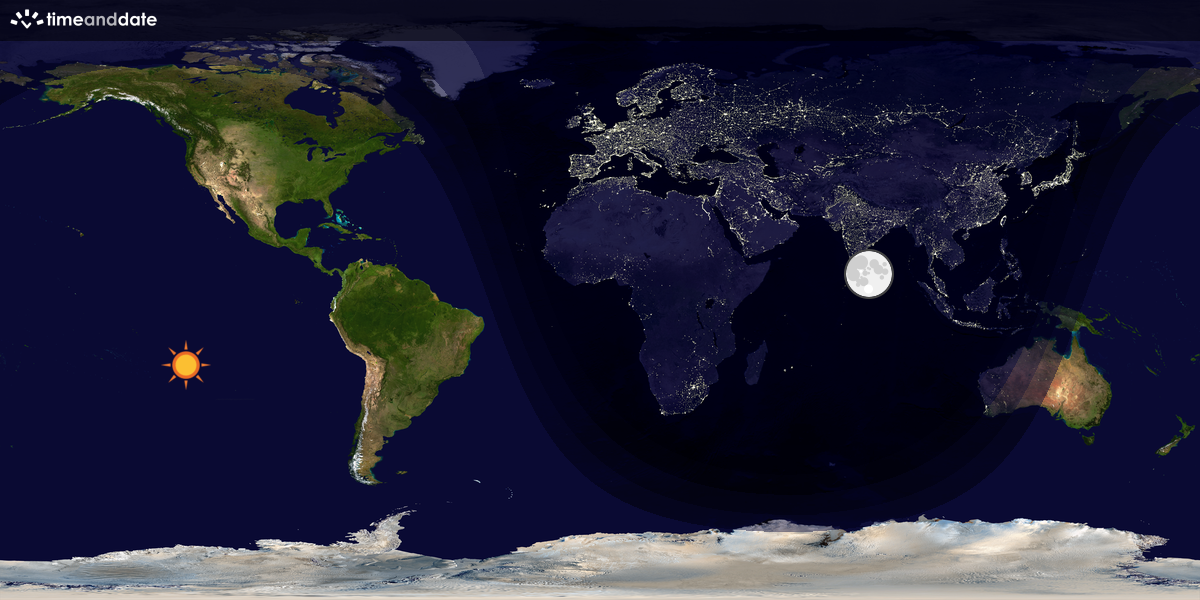 Verdenskart som viser dag og natt 
