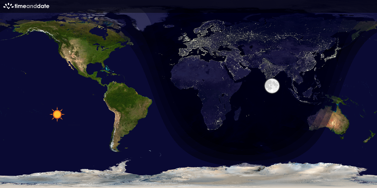 Verdenskart som viser dag og natt 