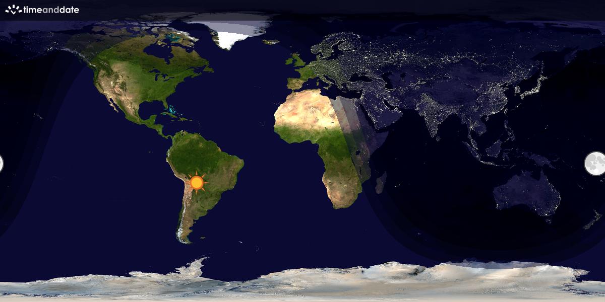 Verdenskart som viser dag og natt 