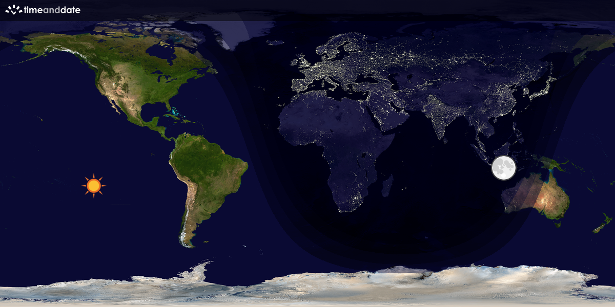 Verdenskart som viser dag og natt 