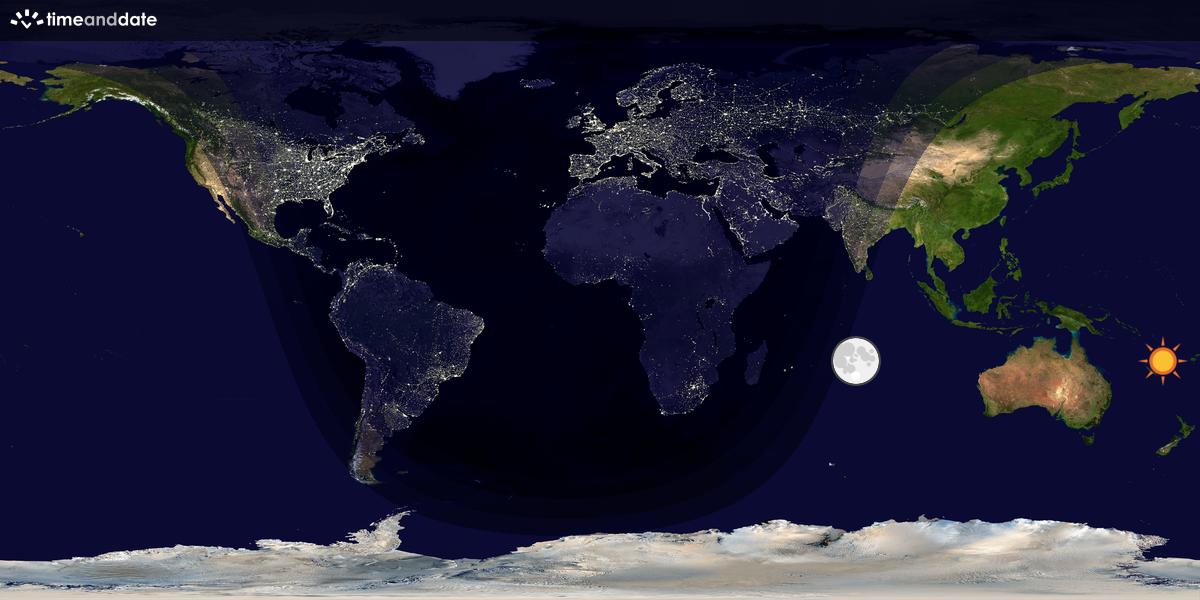 Verdenskart som viser dag og natt 