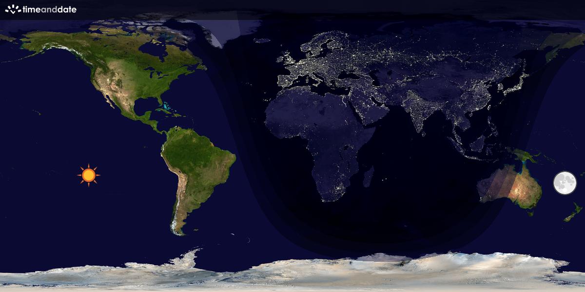 Verdenskart som viser dag og natt 