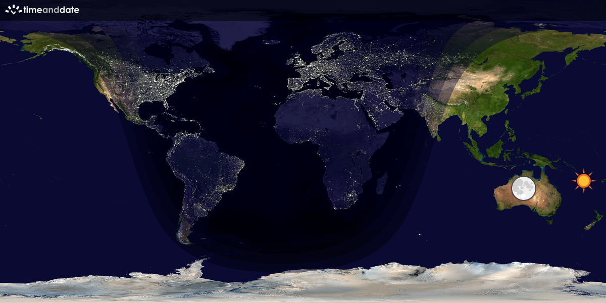 Verdenskart som viser dag og natt 