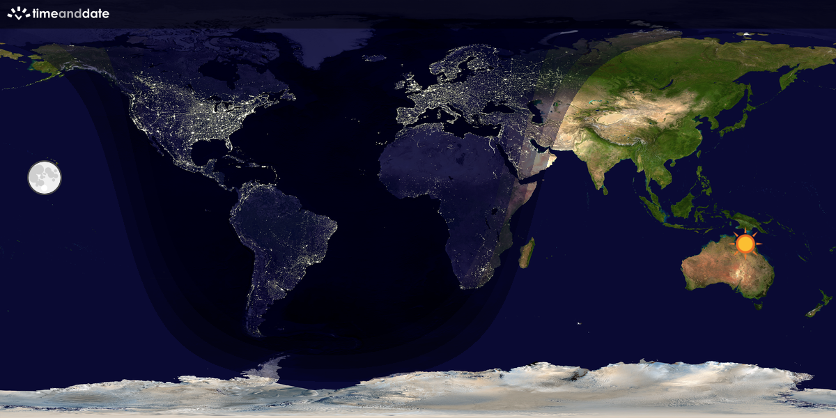 Verdenskart som viser dag og natt 