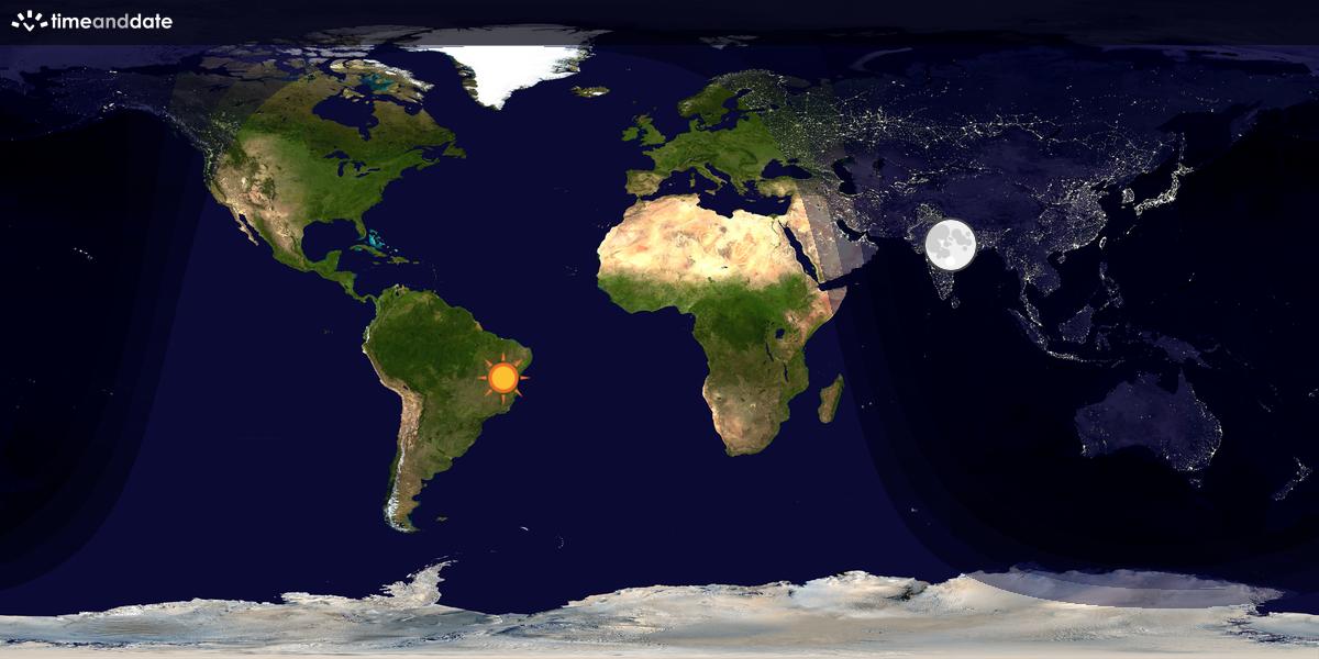 Verdenskart som viser dag og natt 