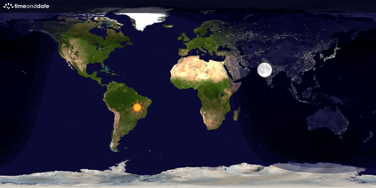 Verdenskart som viser dag og natt 