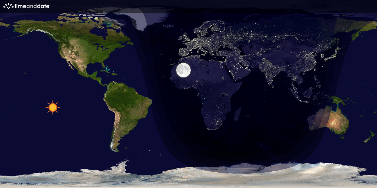 Verdenskart som viser dag og natt 