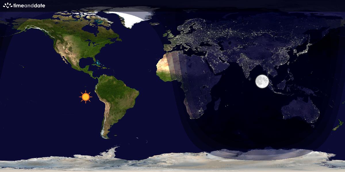 Verdenskart som viser dag og natt 