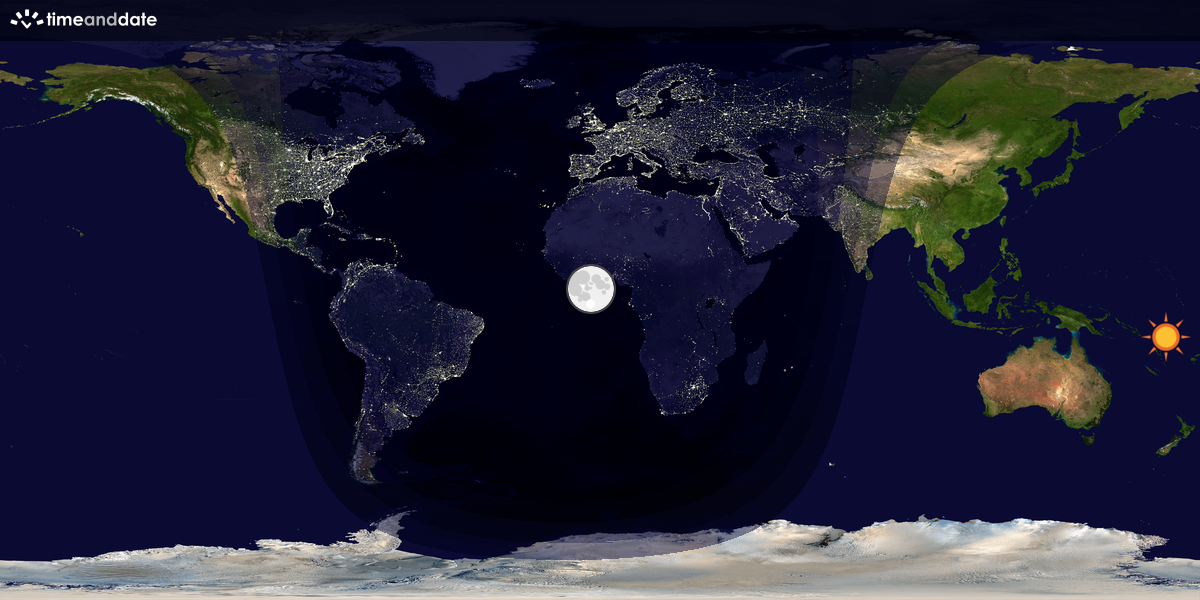 Verdenskart som viser dag og natt 