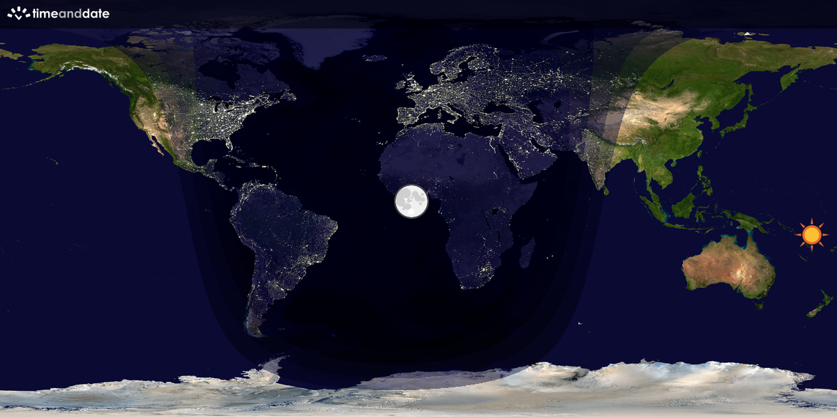 Verdenskart som viser dag og natt 