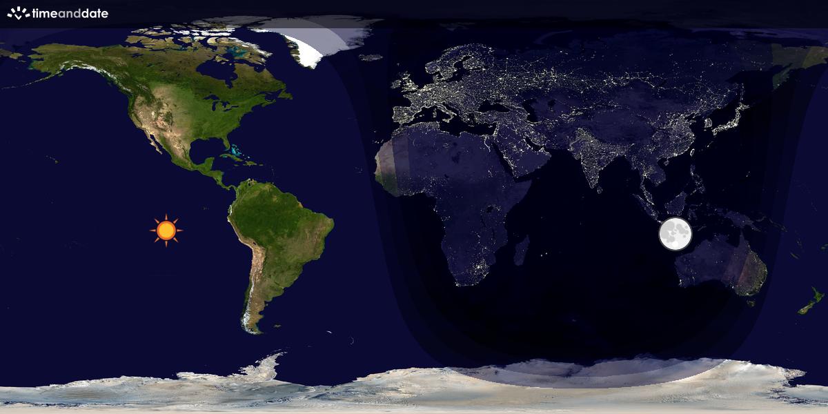 Verdenskart som viser dag og natt 