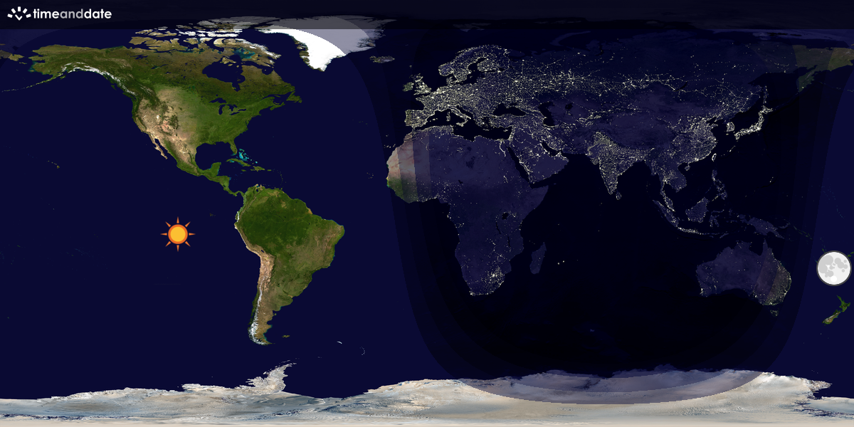 Verdenskart som viser dag og natt 