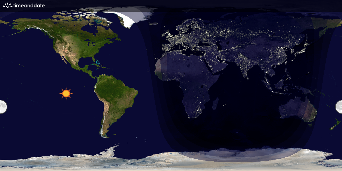 Verdenskart som viser dag og natt 