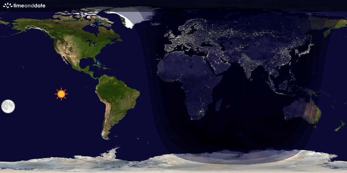 Verdenskart som viser dag og natt 