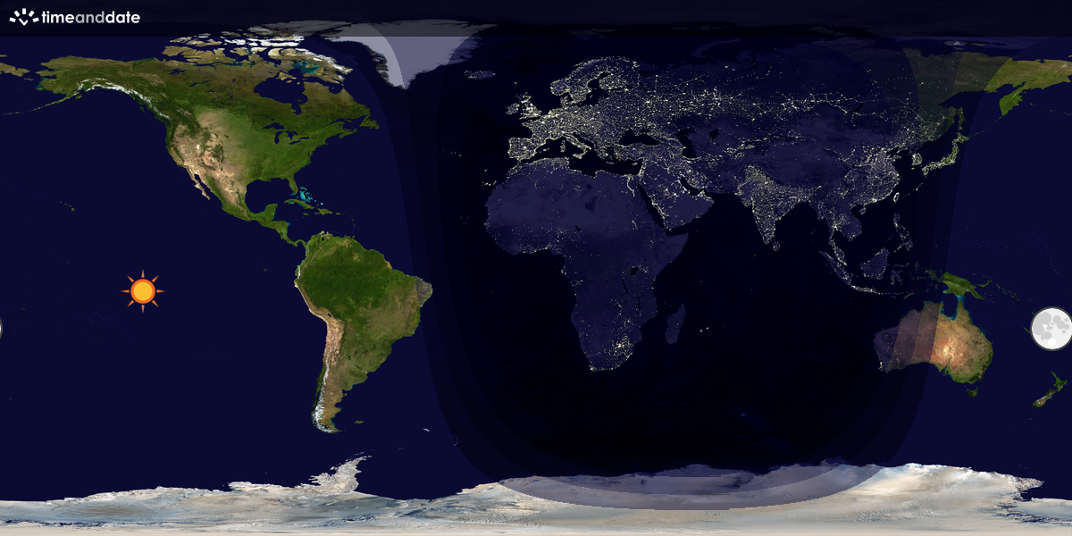 Verdenskart som viser dag og natt 