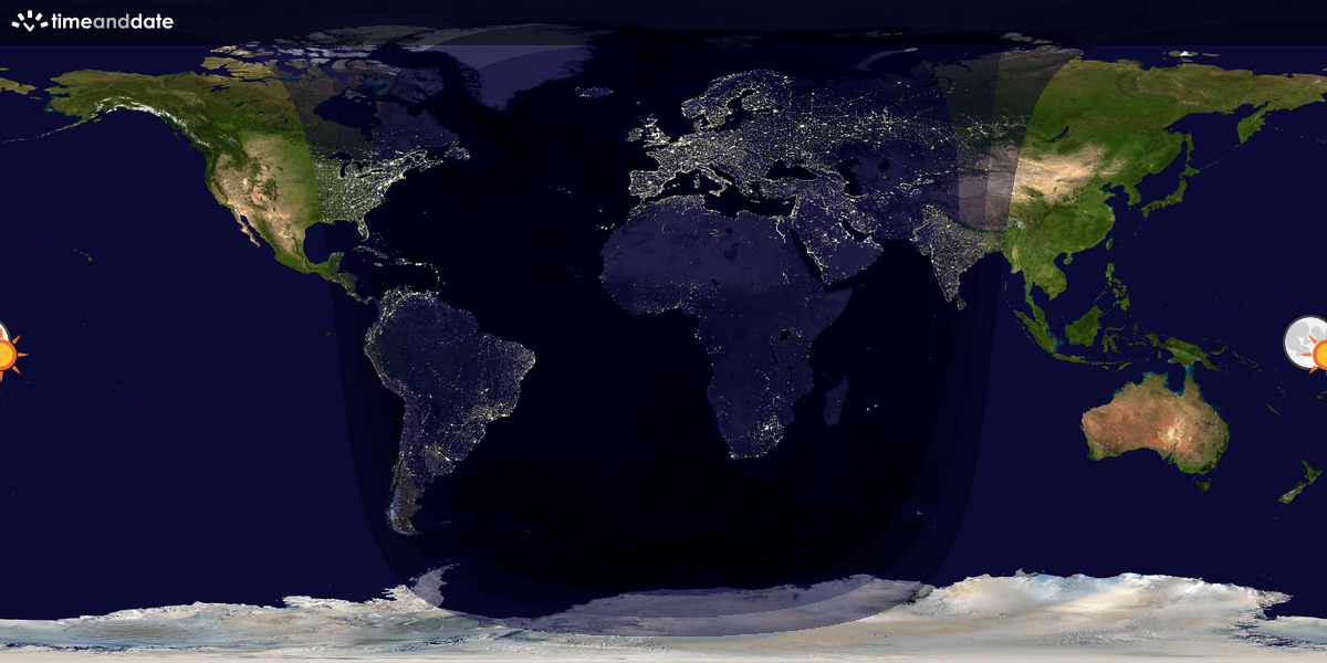 Verdenskart som viser dag og natt 