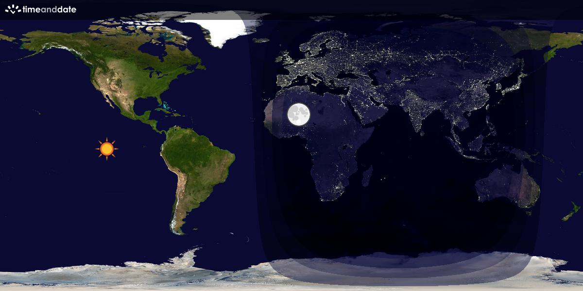Verdenskart som viser dag og natt 