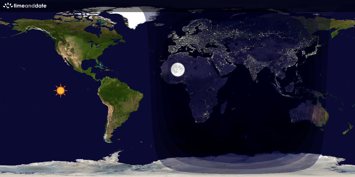 Verdenskart som viser dag og natt 