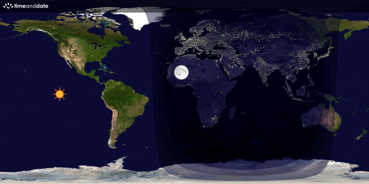 Verdenskart som viser dag og natt 