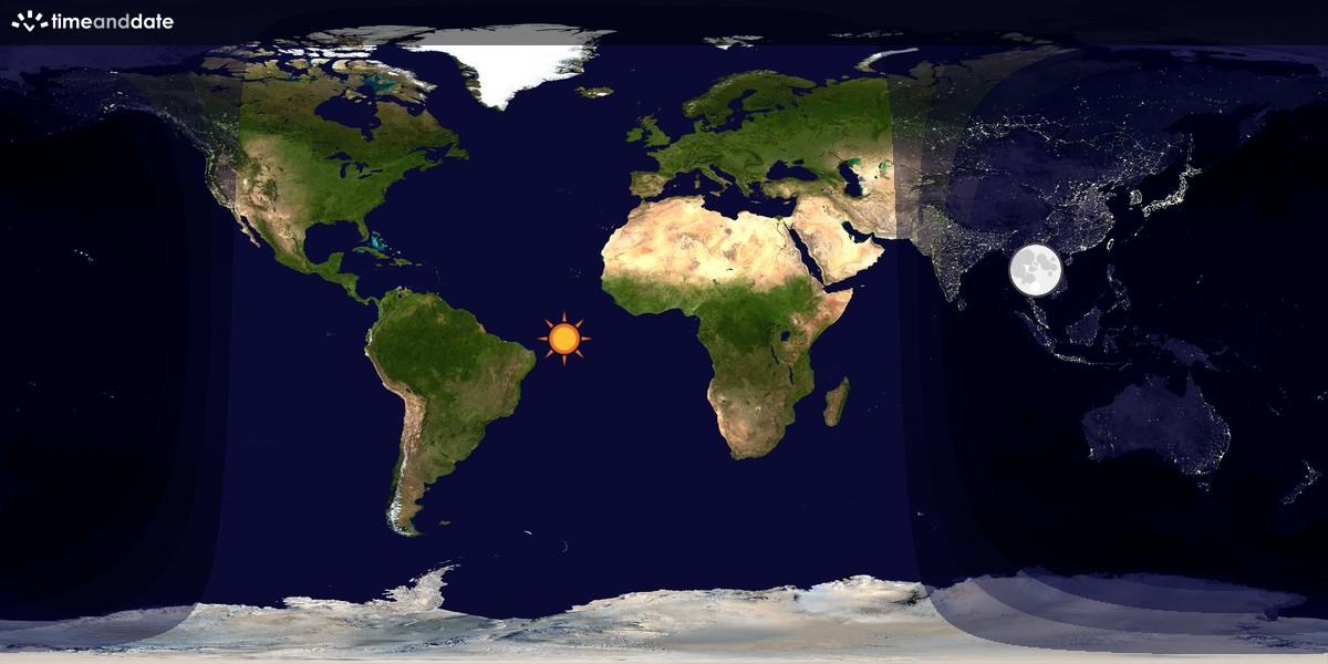 Verdenskart som viser dag og natt 