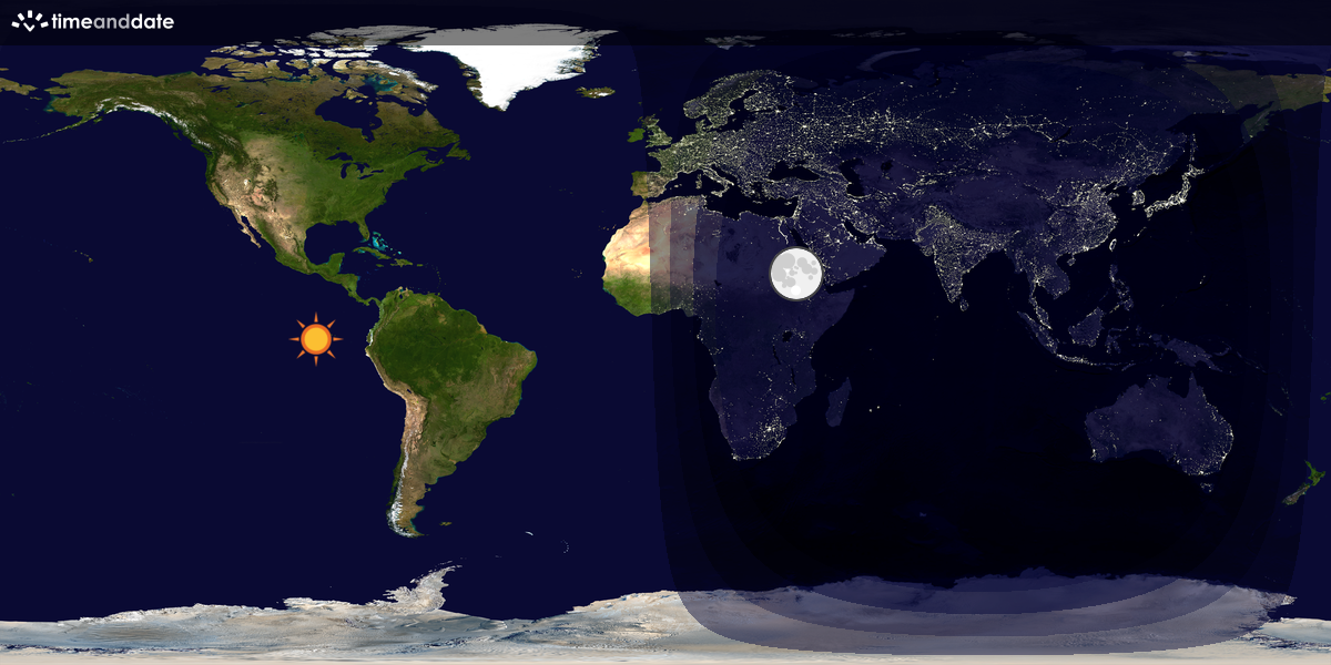 Verdenskart som viser dag og natt 